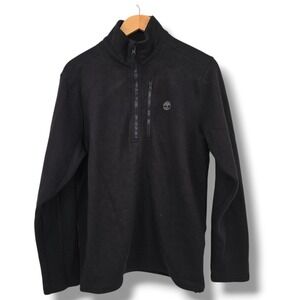 Timberland Mens‎ Black 1/4 Zip Fleece Pullover Jacket Top Sweater Size Medium